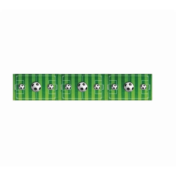 Soccer Themed Table Runner, 72.83x13.77 Inch Waterproof Football Field Table Decor, Polyester Table Runner for Party, Game Night, Home Bar