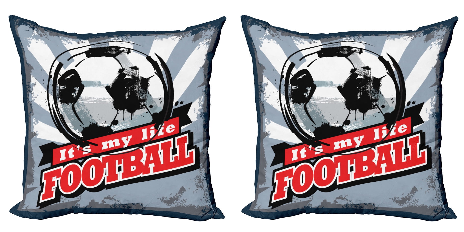 Ambesonne Sports Throw Pillow Cover 2 Pack, Grungy Football Pop Art, 16