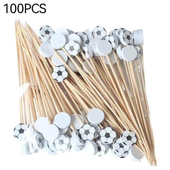 Soccer Toothpicks, Football Soccer Skewers, Sports Cocktail Picks for Appetizers, Decorative Toothpicks Skewer Set for Birthday Party Restaurant Food Decoration