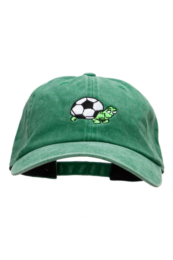 Soccer Tortoise Embroidered Unstructured Cotton Cap - Kelly Green OSFM