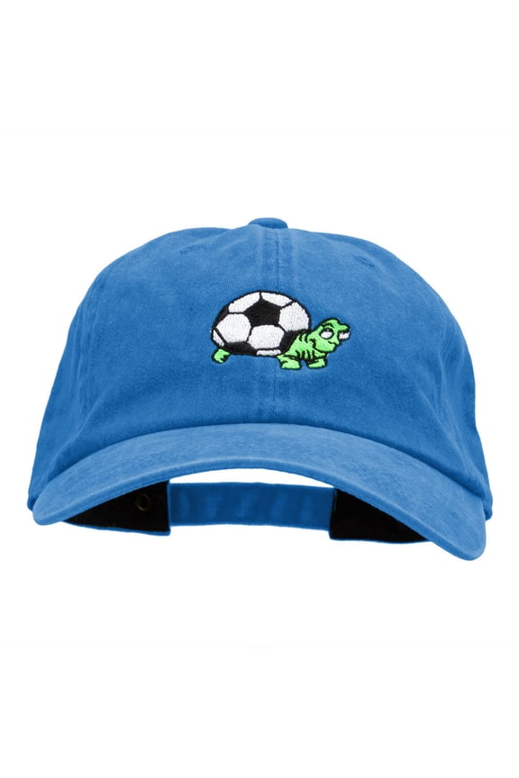 Soccer Tortoise Embroidered Unstructured Cotton Cap - Royal OSFM