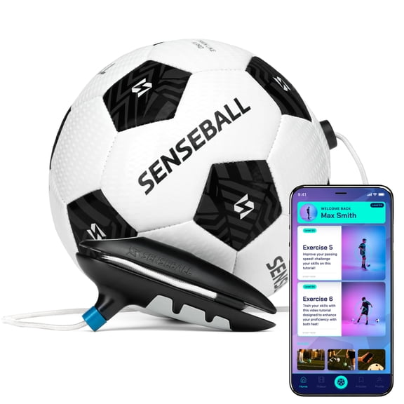 Soccer Trainer Ball with Free App | Training Equipment for Young Players | Soccer Gifts | Improve Ball Control, Footwork & Coordination with Professional Coach Program & 50+ Exercise Videos