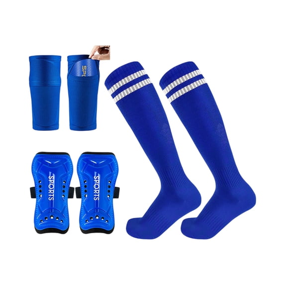 Football Training Equipment, Soccer Shin Guard Sleeves, Shin Guards Soccer Adult, Youth Football Gear, Complete Kit with Long Wrap Straps, Breathable Padded Guards and Stretch