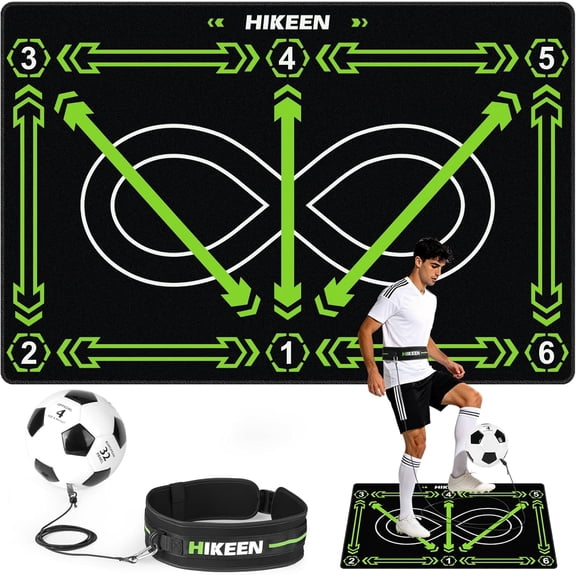 Soccer Training Mat with Ball - Non-Slip Footwork Practice Mat for Indoor & Outdoor – Improve Ball Control, Agility & Coordination - Complete Soccer Training Equipment for Kids & Adults