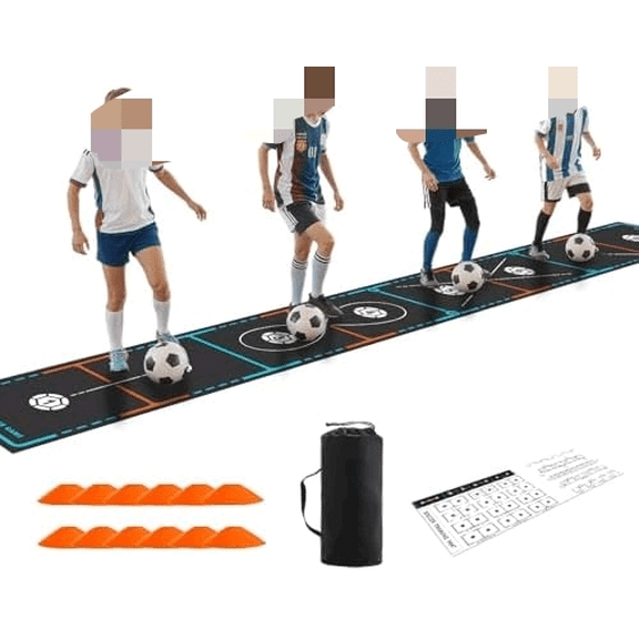 Soccer Training Mat with Integrated & Cones | 4-in-1 Football Footwork Agility Trainer for Team Practice | Non-Slip Speed & Ball Control Exercise Mat$$Sport & Recreation Other