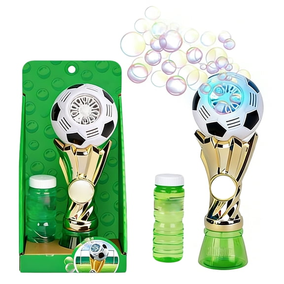 Soccer Trophy Bubble Wand, Automatic Bubble Machine with Solution Refills, Light Up Bubble Blower Outdoor, Birthday Gift for Soccer Fans, 2026 Summer
