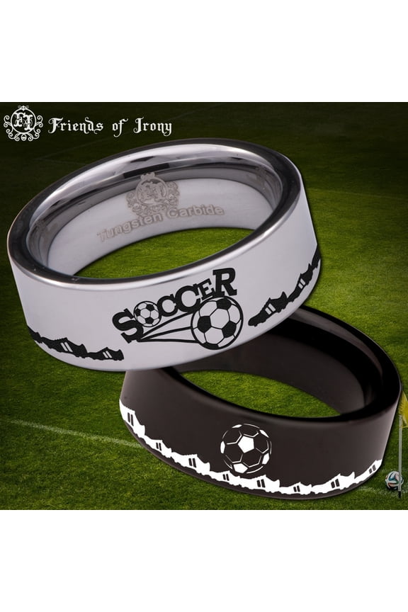 Soccer Tungsten Carbide Ring