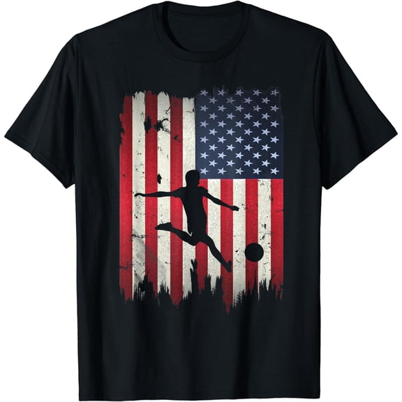 Soccer USA American Flag 4th of July Patriotic Sports T-Shirt