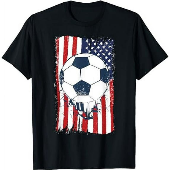 Soccer USA Flag tshirt, Soccer Ball Graphic Boys Kids T-Shirt