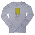 thumbnail image 1 of Soccer Yellow Card - Referee Penalty Men's Long Sleeve Grey T-Shirt, 1 of 2