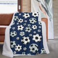 thumbnail image 1 of Soccer and Dot Blue Pattern Soft Sherpa Fleece Throw Blanket, Warm Cozy Plush Blanket for Sofa Bed Couch, All Season, 60"x80", 1 of 5