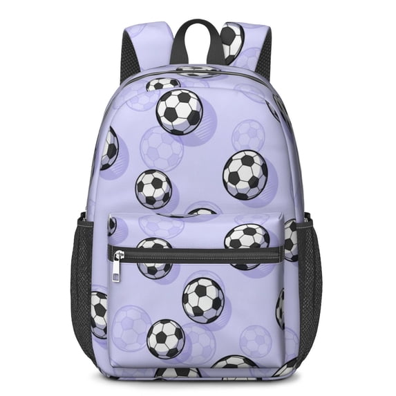 Soccer and Shadow Purple Pattern 17" School Backpacks for Teens,Waterproof Oxford Fabric,S-Shape Padded Straps for School,Travel,Hiking,Camping