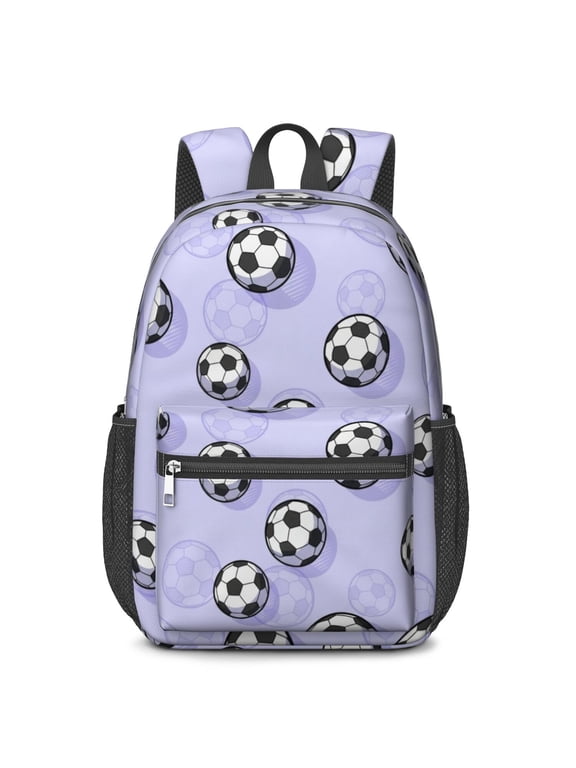 Soccer and Shadow Purple Pattern 17" School Backpacks for Teens,Waterproof Oxford Fabric,S-Shape Padded Straps for School,Travel,Hiking,Camping