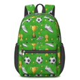 thumbnail image 1 of Soccer and Trophy Green Pattern 17" School Backpacks for Teens,Waterproof Oxford Fabric,S-Shape Padded Straps for School,Travel,Hiking,Camping, 1 of 6