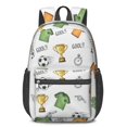 thumbnail image 1 of Soccer and Trophy White Pattern 17" School Backpacks for Teens,Waterproof Oxford Fabric,S-Shape Padded Straps for School,Travel,Hiking,Camping, 1 of 6
