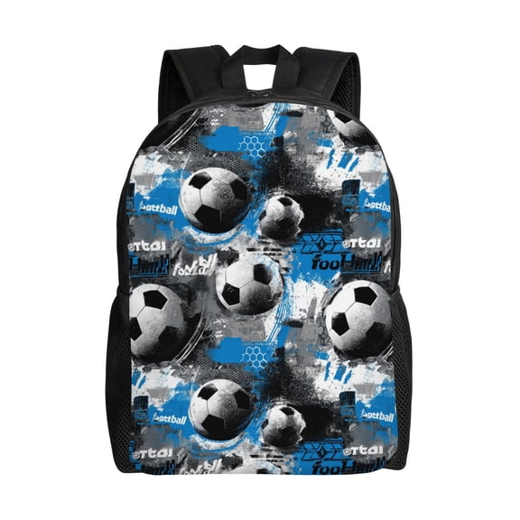 Soccer balls collage Backpack with 15 Inch Laptop Compartment,Water-Resistant Daypack, Large Capacity Backpack with Adjustable Breathable Shoulder Straps for Daily Use Travel Gym