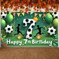 thumbnail image 1 of Soccer-themed Soccer Birthday Banner Number 7 7th Birthday Display Kids' Silhouettes Green Balloons Football Party Backdrop for Kids' Birthday Party 7th Birthday Celebration Soccer Themed Event, 1 of 9