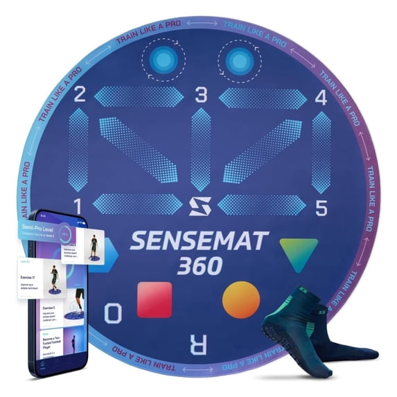 SenseMat Soccer Training Mat 360° Footwork Trainer with Video Drills for Size 3–5 Balls, All Ages