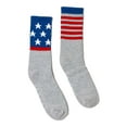 thumbnail image 1 of SOCCO USA-Made Striped Crew Socks SC100 Grey/ Mis-Match Flag L/XL, 1 of 3