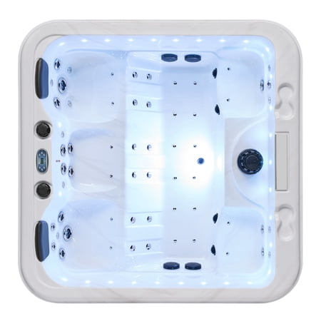 Social 5-Person 51 Jet Hot Tub with Waterfall, LED Lighting, Bluetooth and Ozone