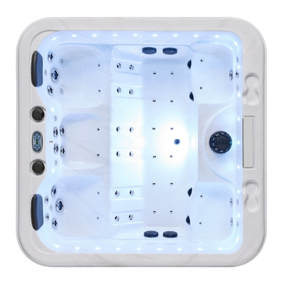 Social 5-Person 51 Jet Hot Tub with Waterfall, LED Lighting, Bluetooth and Ozone