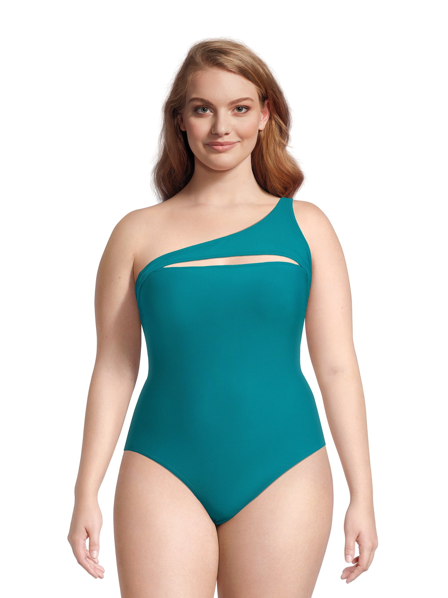 Social Angel Women's Plus Harper One Shoulder One Piece Swimsuit