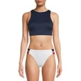 thumbnail image 1 of Social Angel Women's Ribbed Crop Bikini Swimsuit Top, 1 of 6