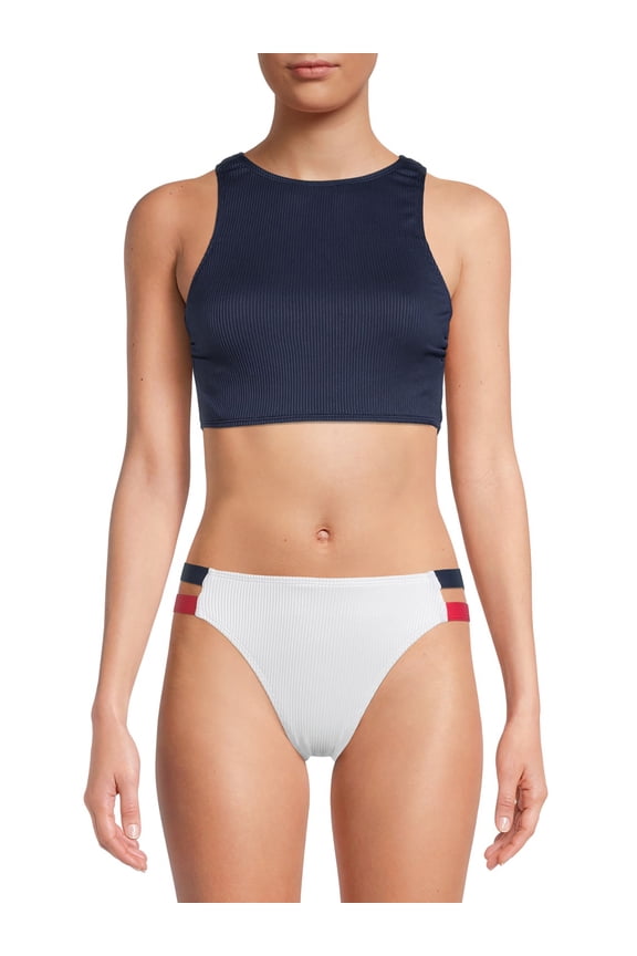 Women's Ribbed Crop Bikini Swimsuit Top