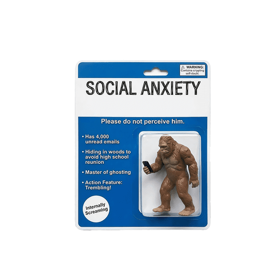 Social Anxiety Disorder Ornament, Bigfoot Figurine for Mental Health Awareness, Anxiety Relief Decor, Therapy Office or Home Desk Display, 4.5-Inch Tall Resin Statue