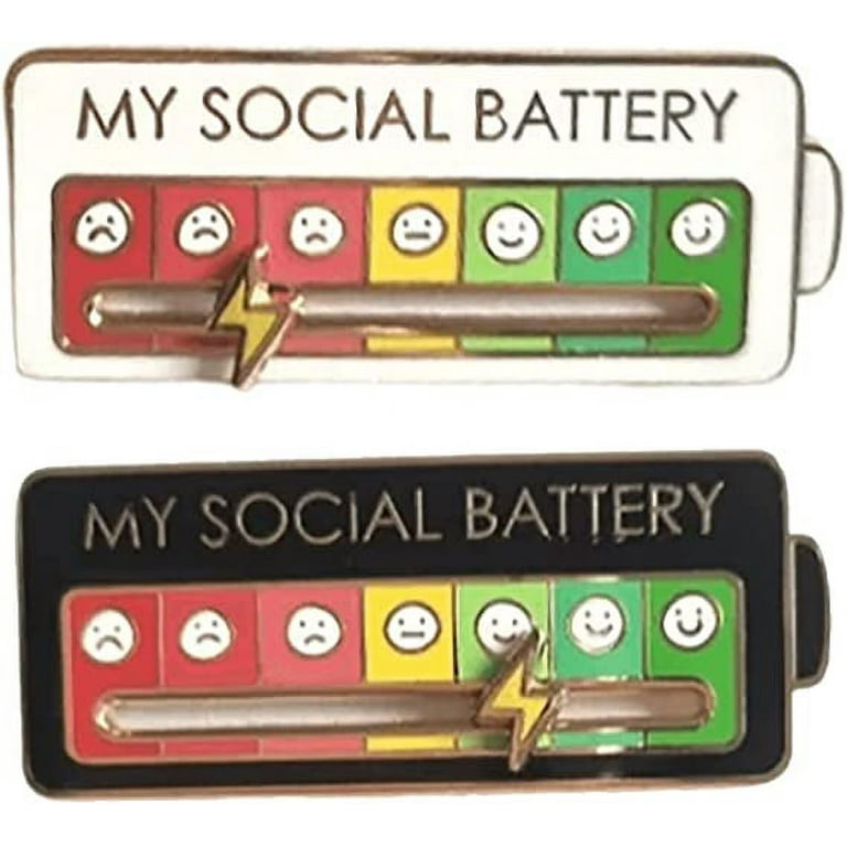 Social Battery Pin - My social battery creative lapel pin, fun
