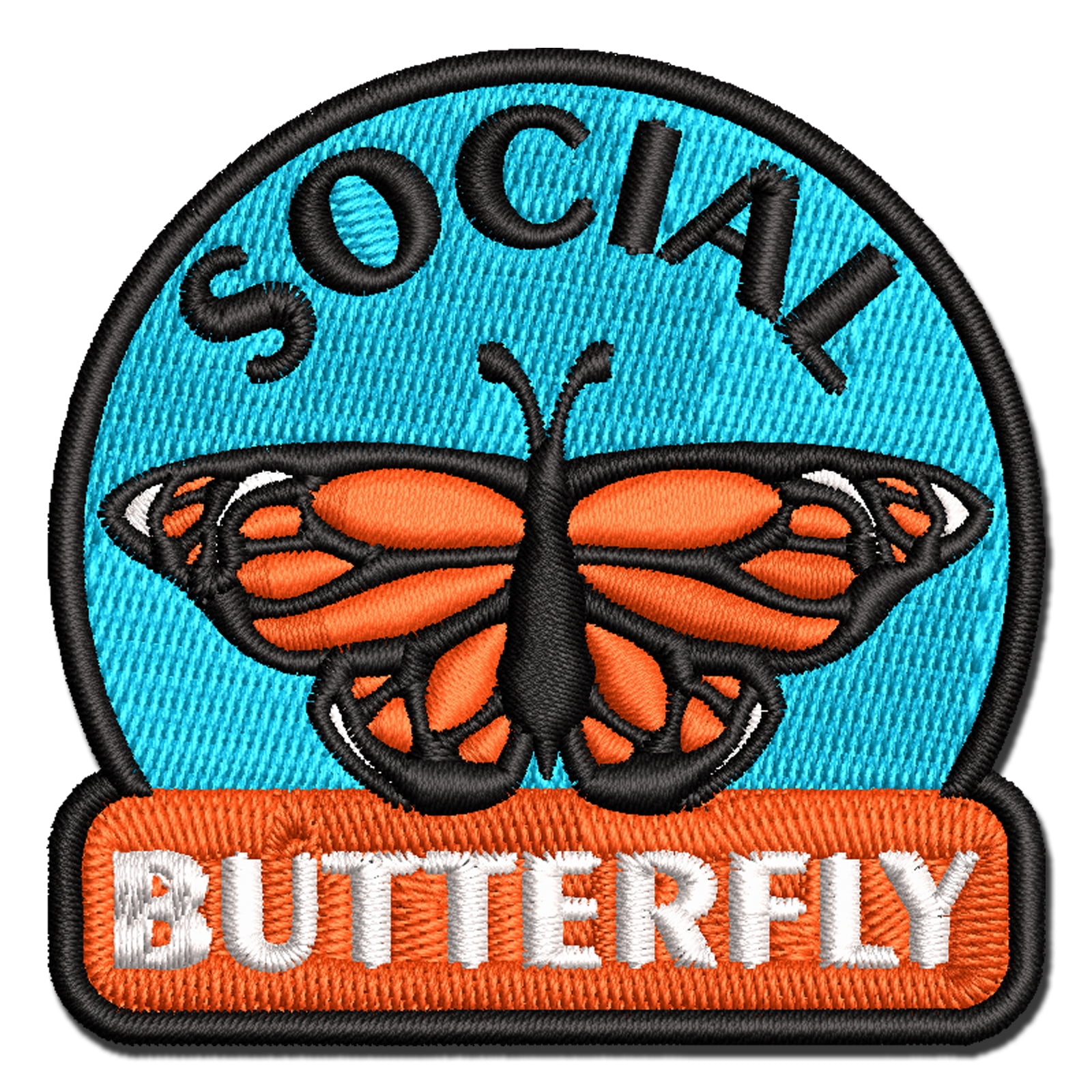 Social Butterfly Extrovert Applique Multi-Color Embroidered Iron-On Patch - 3.5 Inch Large