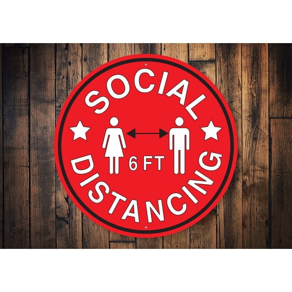 Social Distance 6 Foot Apart Keep Distance Distance Decor Store Sign Store Decor Sign For Shops Covid Shop Sign Shops - Metal SignSize: 12 x 12 inch