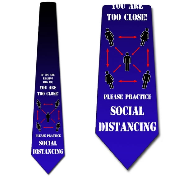 Social Distance Ties Mens Quarantine Necktie Covid Tie by Three Rooker