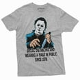 thumbnail image 1 of Social Distancing And Wearing Mask Funny Halloween Horror T-Shirt Michael Myers Mens Tee (Xx-Large Grey), 1 of 6