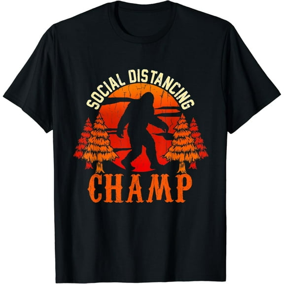 Social Distancing Champ Introvert Antisocial Funny Bigfoot T-Shirt