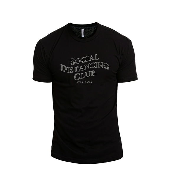 Social Distancing Club Men's Modern Fit Fun Casual T-Shirt Printed Graphic Tee Black Medium