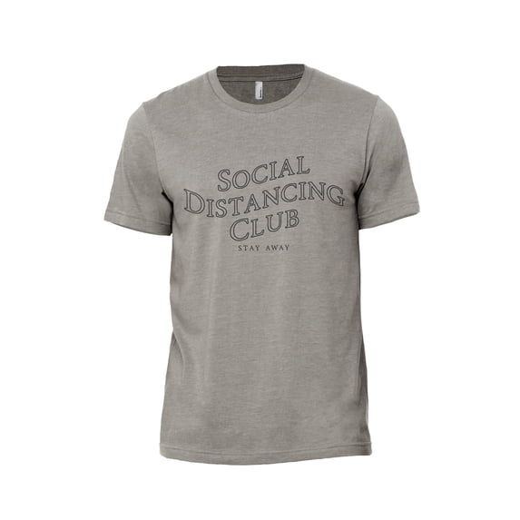 Social Distancing Club Men's Modern Fit Fun Casual T-Shirt Printed Graphic Tee Military Grey Small