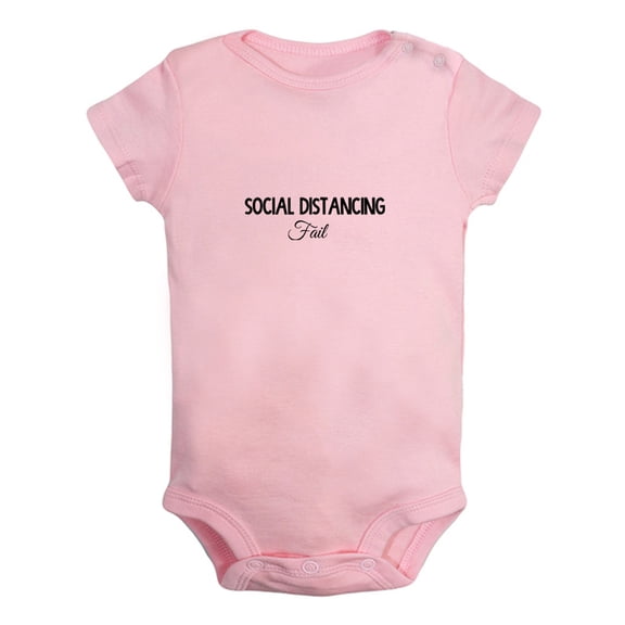 Social Distancing Fail Funny Rompers For Babies, Newborn Baby Unisex Bodysuits, Infant Jumpsuits, Toddler 0-24 Months Kids One-Piece Oufits (Pink, 12-18 Months)