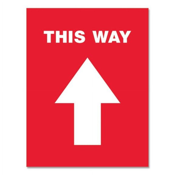 "Social Distancing Floor Decals, 8.5 X 11, This Way, Red Face, White Graphics, 5/pack | Bundle of 2 Packs"