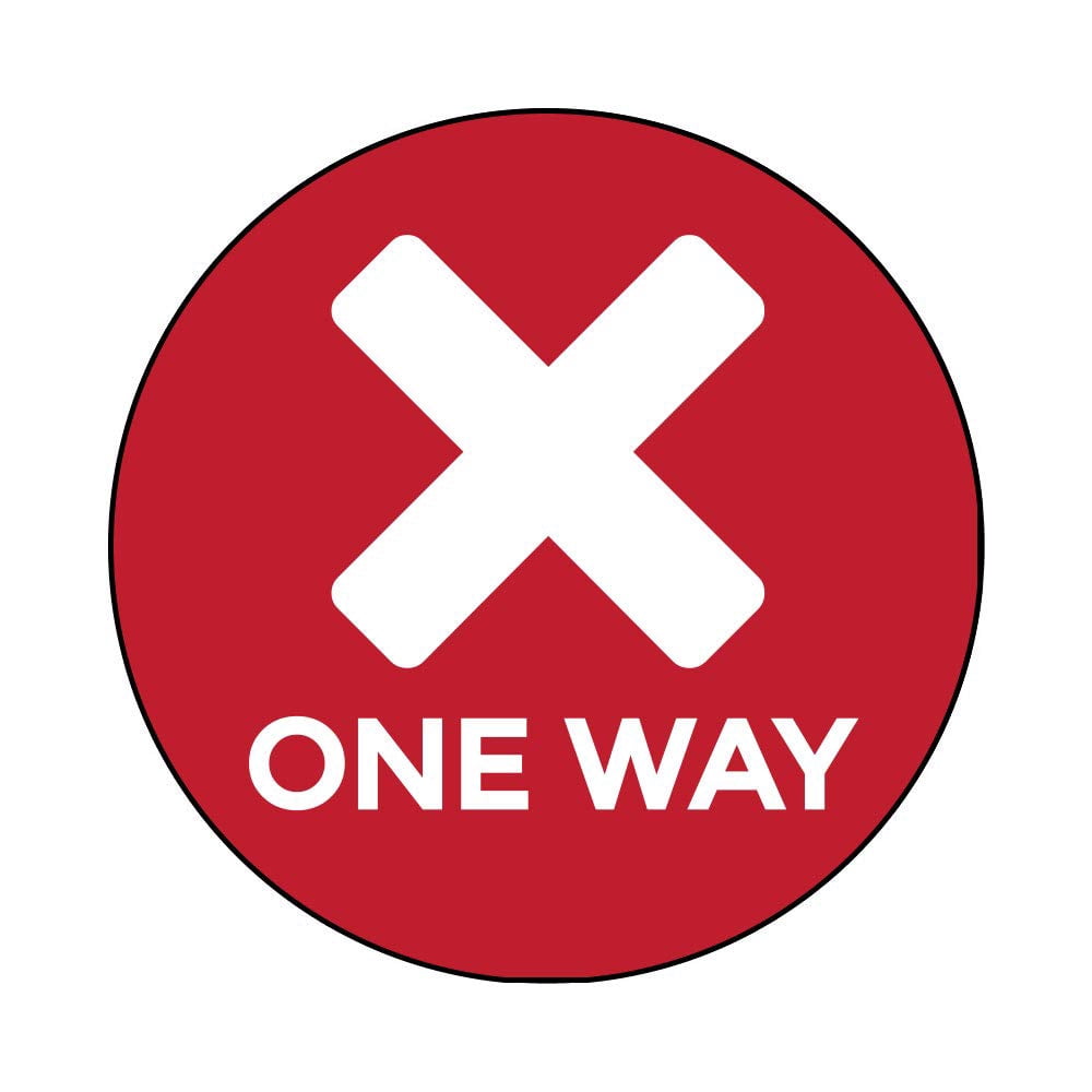 Red One Way Sign Social Distancing Floor Signs - Pack of X Stickers - Red One Way Design ...