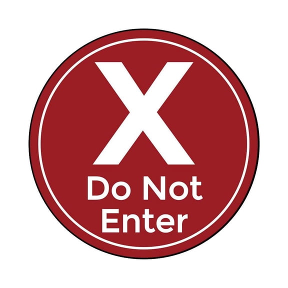 Social Distancing Floor Signs - Red Do Not Enter Design - 12 Inch Circle - Indoor/Outdoor - Aggressive Adhesive Vinyl - Online Labels (Pack of 25)