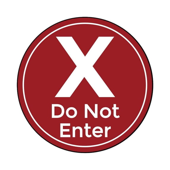 Social Distancing Floor Signs - Red Do Not Enter Design - 12 Inch Circle - Indoor/Outdoor - Aggressive Adhesive Vinyl - Online Labels (Pack of 5)