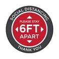 thumbnail image 1 of Social Distancing Floor Signs - Red/Gray Stay 6 FT Apart Design - 12 Inch Circle - Indoor/Outdoor - Aggressive Adhesive Vinyl - Online Labels (Pack of 5), 1 of 1
