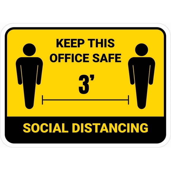 Social Distancing Keep This Office Safe 3ft Yellow Rectangular Sign 8x12 Inch Metal Sign Safety, Warning, or Notice Wall Decor
