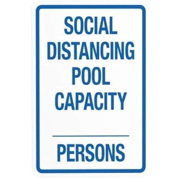 Social Distancing Pool Capacity Warning Sign, Pool Security Metal Plaque For Business Home Outdoor Indoor Road Yard Garage, Pool Guest Limit Sign, 8x12 Inch