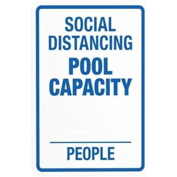 Social Distancing Pool Capacity Warning Sign, Pool Security Metal Plaque For Business Home Outdoor Indoor Road Yard Garage, Pool Occupancy Sign, 8x12 Inch