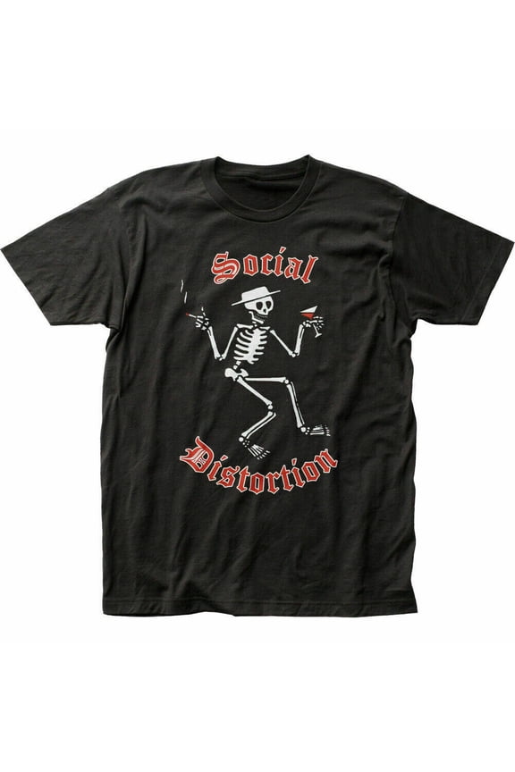 Social Distortion Skelly Logo T Shirt Mens Licensed Rock N Roll Retro Tee Black