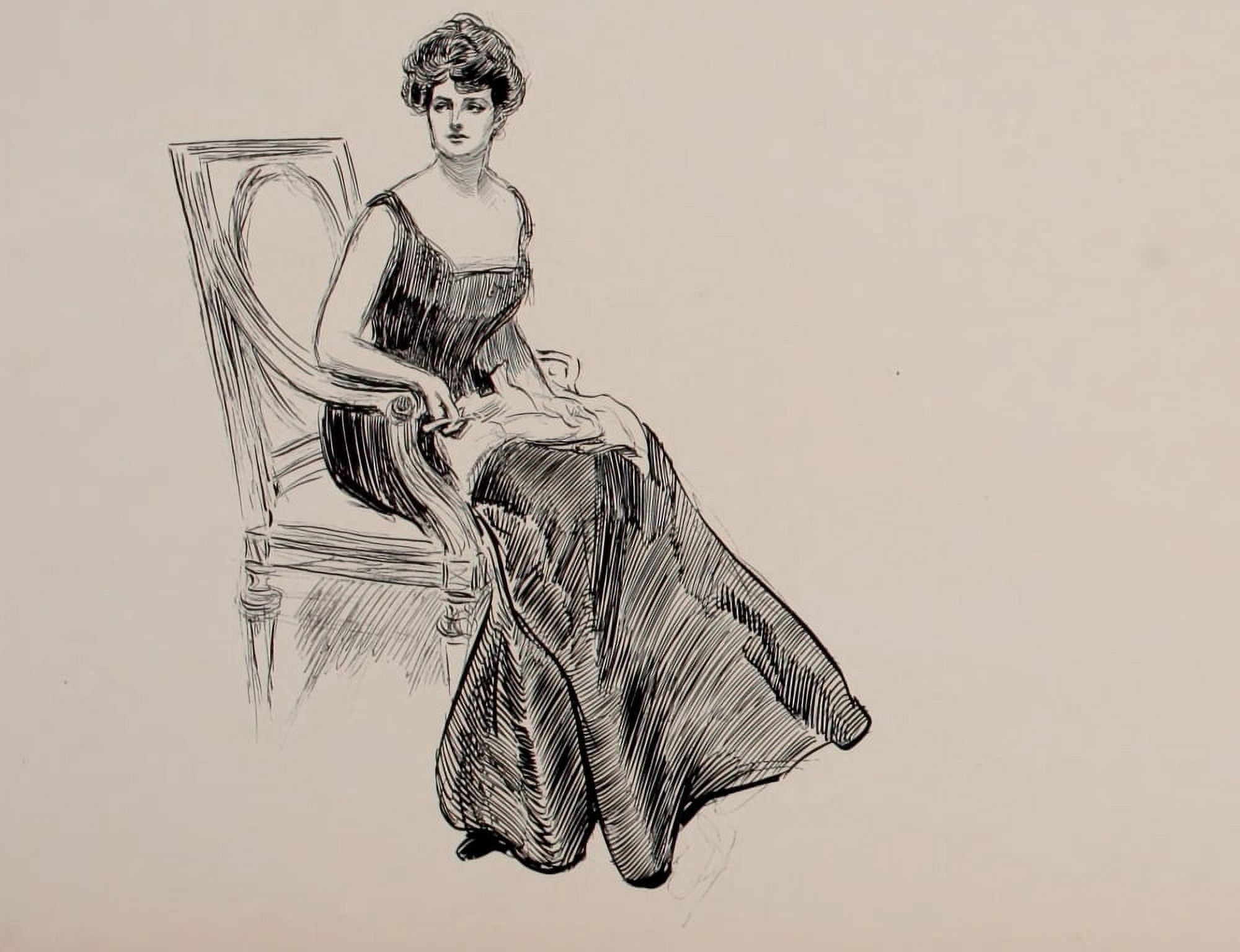Social Ladder 1902 Lady in chair Canvas Art - Charles Dana Gibson (18 x 24)