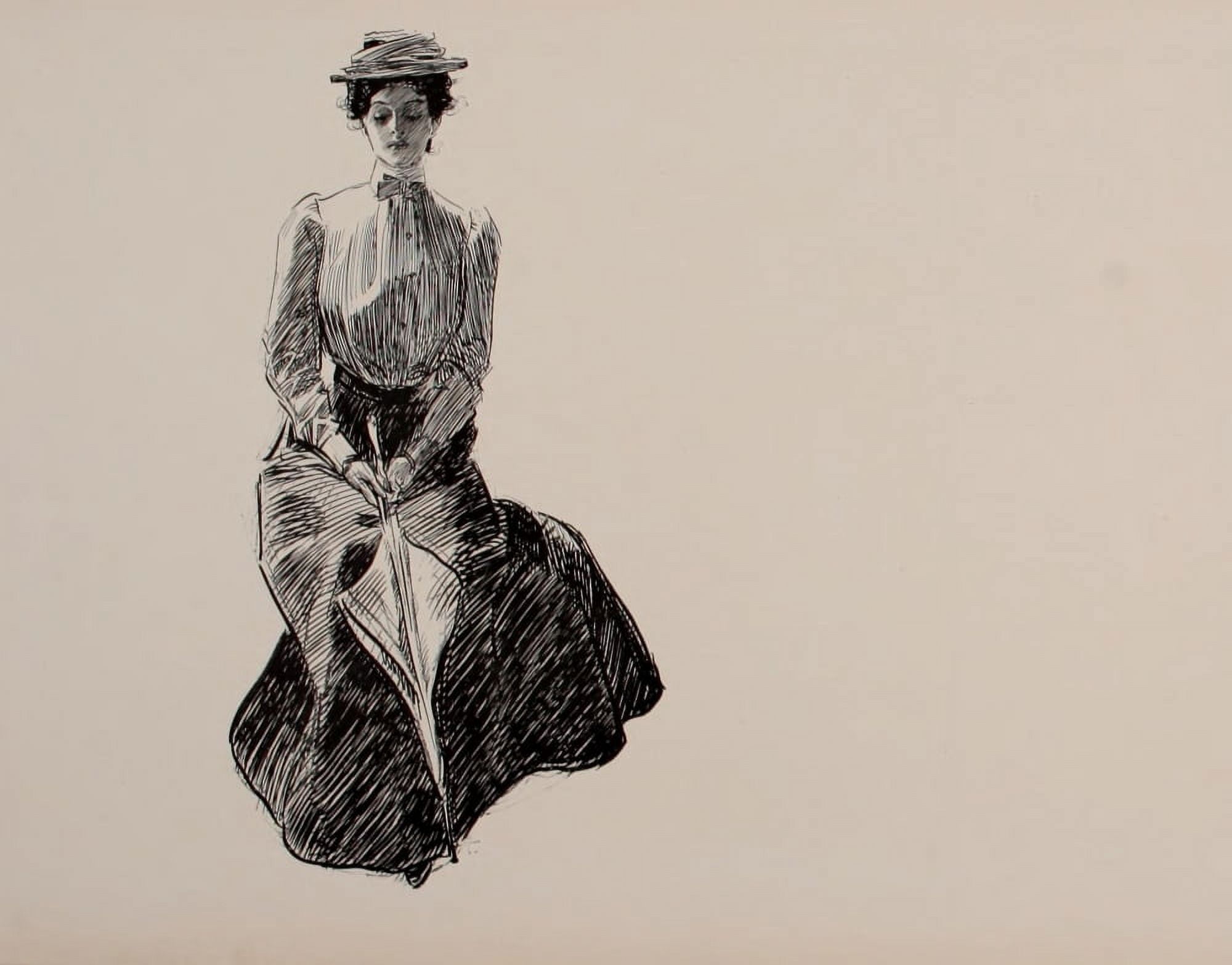 Social Ladder 1902 Lady with parasol Canvas Art - Charles Dana Gibson (18 x 24)