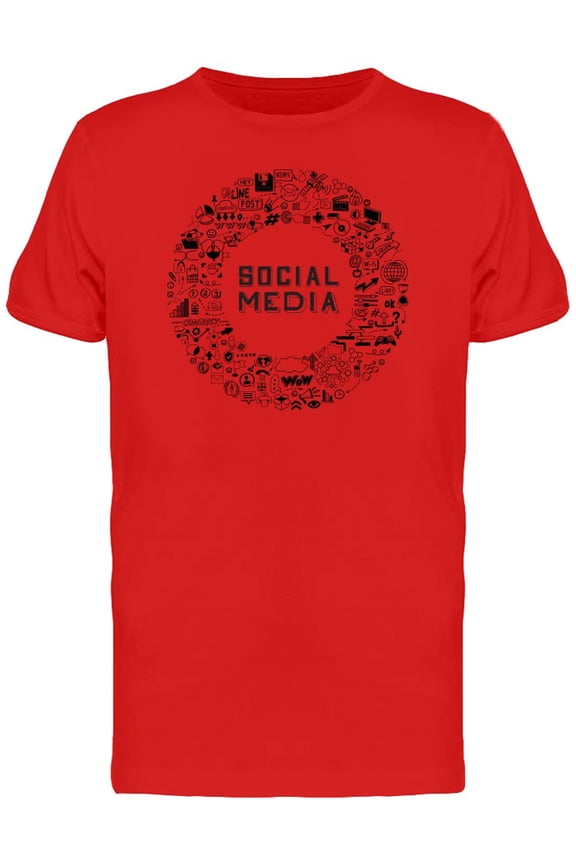 Social Media Round Frame B&W T-Shirt Men -Image by Shutterstock, Male Small